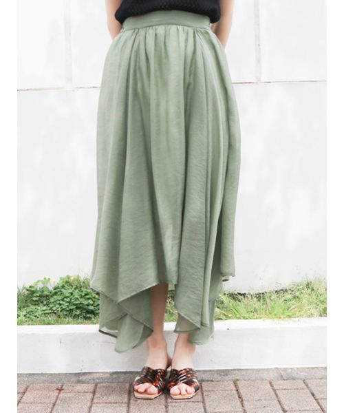 dazzlin（ダズリン）の「ギャザーアシメロングスカート（スカート・レディース・ピンク/カーキ/アイボリー・SMALL/MEDIUM）」の12枚目の写真