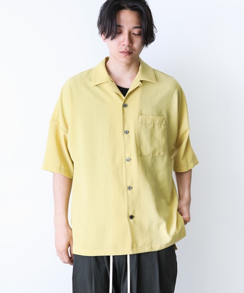 KAZUYUKI KUMAGAI ATTACHMENT（カズユキクマガイアタッチメント）の「ソリビア平ハニーヴィンテージ ドロップショルダーオープンカラーシャツ（シャツ/ブラウス・メンズ・ネイビー/イエロー/カーキ/ブラック/ライトベージュ・1/2/3）」の5枚目の写真