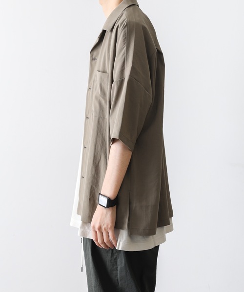 KAZUYUKI KUMAGAI ATTACHMENT（カズユキクマガイアタッチメント）の「ソリビア平ハニーヴィンテージ ドロップショルダーオープンカラーシャツ（シャツ/ブラウス・メンズ・ネイビー/イエロー/カーキ/ブラック/ライトベージュ・1/2/3）」の19枚目の写真