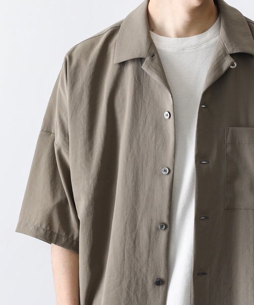 KAZUYUKI KUMAGAI ATTACHMENT（カズユキクマガイアタッチメント）の「ソリビア平ハニーヴィンテージ ドロップショルダーオープンカラーシャツ（シャツ/ブラウス・メンズ・ネイビー/イエロー/カーキ/ブラック/ライトベージュ・1/2/3）」の21枚目の写真