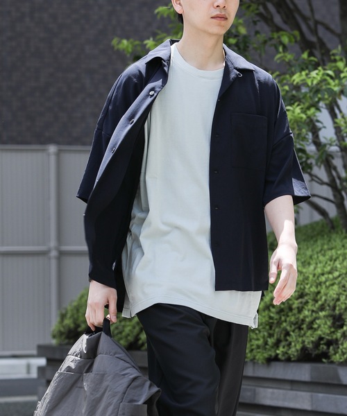 KAZUYUKI KUMAGAI ATTACHMENT（カズユキクマガイアタッチメント）の「ソリビア平ハニーヴィンテージ ドロップショルダーオープンカラーシャツ（シャツ/ブラウス・メンズ・ネイビー/イエロー/カーキ/ブラック/ライトベージュ・1/2/3）」の8枚目の写真