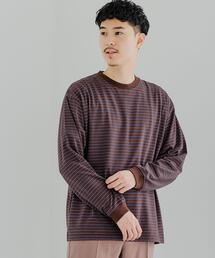 green label relaxing | SC コンフィヤーン ピーチ ボーダー クルーネック 長袖 カットソー(Tシャツ/カットソー)