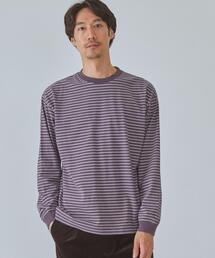 green label relaxing | SC コンフィヤーン ピーチ ボーダー クルーネック 長袖 カットソー(Tシャツ/カットソー)