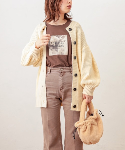 natural couture（ナチュラルクチュール）の「ぽわんスリーブ2WAYカーデ（ニット/セーター・レディース・ブラウン/ブルー/アイボリー/ライトベージュ/ブラック・FREE）」の17枚目の写真