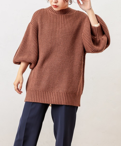 natural couture（ナチュラルクチュール）の「ぽわんスリーブ2WAYカーデ（ニット/セーター・レディース・ブラウン/ブルー/アイボリー/ライトベージュ/ブラック・FREE）」の10枚目の写真