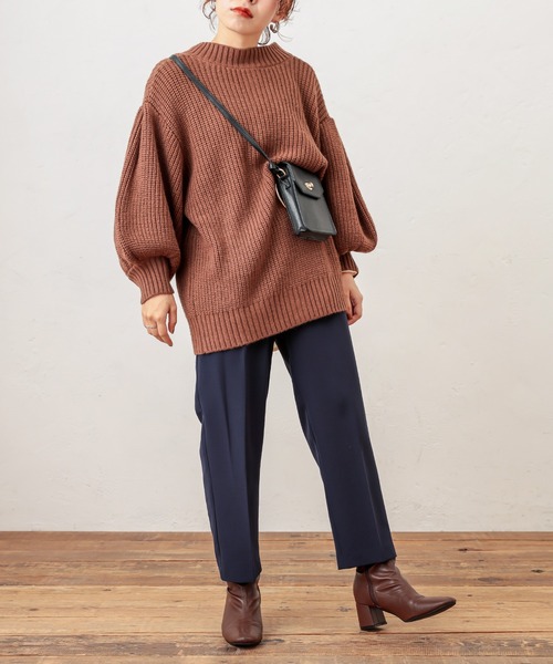 natural couture（ナチュラルクチュール）の「ぽわんスリーブ2WAYカーデ（ニット/セーター・レディース・ブラウン/ブルー/アイボリー/ライトベージュ/ブラック・FREE）」の14枚目の写真