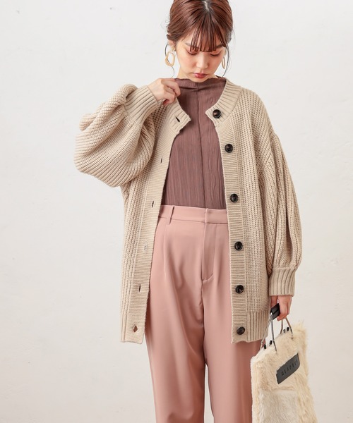 natural couture（ナチュラルクチュール）の「ぽわんスリーブ2WAYカーデ（ニット/セーター・レディース・ブラウン/ブルー/アイボリー/ライトベージュ/ブラック・FREE）」の19枚目の写真