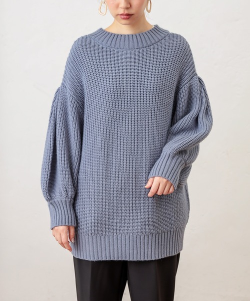 natural couture（ナチュラルクチュール）の「ぽわんスリーブ2WAYカーデ（ニット/セーター・レディース・ブラウン/ブルー/アイボリー/ライトベージュ/ブラック・FREE）」の9枚目の写真