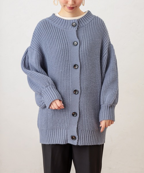 natural couture（ナチュラルクチュール）の「ぽわんスリーブ2WAYカーデ（ニット/セーター・レディース・ブラウン/ブルー/アイボリー/ライトベージュ/ブラック・FREE）」の16枚目の写真