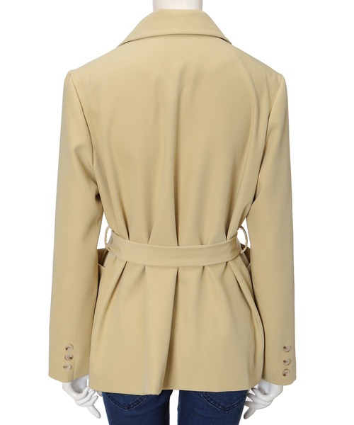 fifth（フィフス）の「ウエストマークとろみジャケット（ライダースジャケット・レディース・グレー/イエロー・MEDIUM）」の7枚目の写真