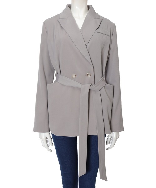 fifth（フィフス）の「ウエストマークとろみジャケット（ライダースジャケット・レディース・グレー/イエロー・MEDIUM）」の11枚目の写真