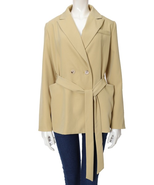 fifth（フィフス）の「ウエストマークとろみジャケット（ライダースジャケット・レディース・グレー/イエロー・MEDIUM）」の12枚目の写真