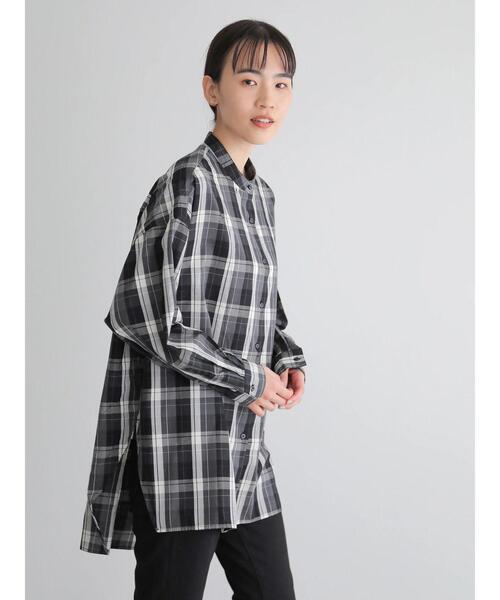 AMERICAN HOLIC（アメリカンホリック）の「バンドカラーシャツチュニック　＊〇（シャツ/ブラウス・レディース・グレイッシュベージュ/ストライプ/アイボリー/チェック・FREE）」の8枚目の写真