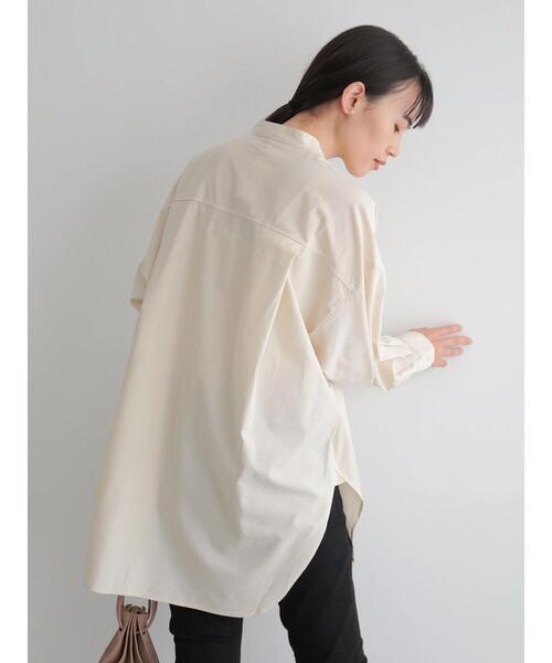 AMERICAN HOLIC（アメリカンホリック）の「バンドカラーシャツチュニック　＊〇（シャツ/ブラウス・レディース・グレイッシュベージュ/ストライプ/アイボリー/チェック・FREE）」の10枚目の写真