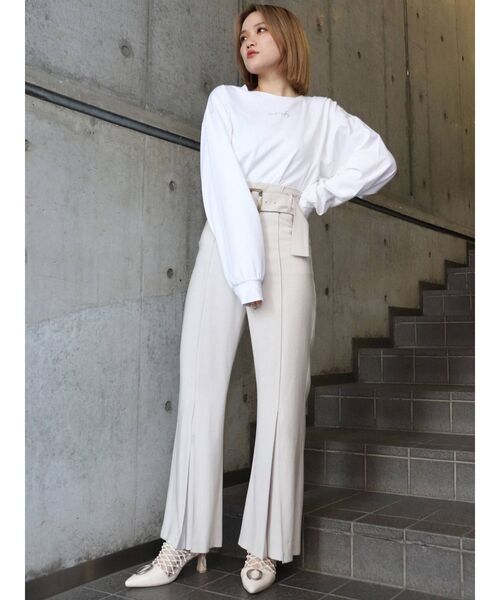 MURUA（ムルーア）の「ヘムタックフレアパンツ（その他パンツ・レディース・ブラック/カーキ/アイボリー・1/2）」の6枚目の写真