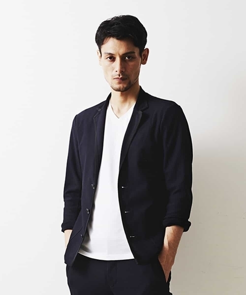 MICHEL KLEIN HOMME   （ミッシェルクランオム）の「カーディガンジャケット（ミラノラッセル）（テーラードジャケット・メンズ・ネイビー/ベージュ・48/46/51）」の2枚目の写真