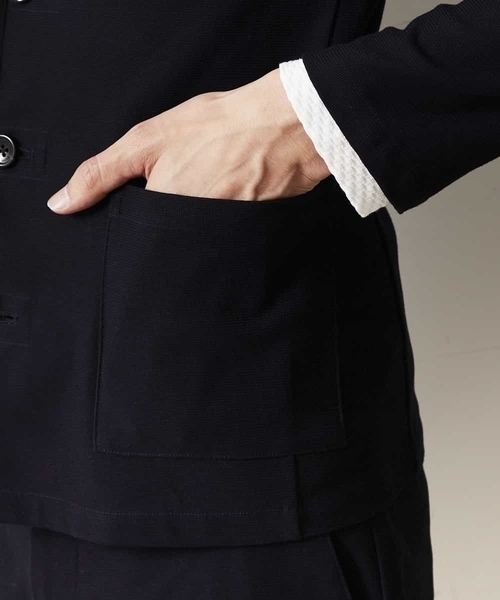 MICHEL KLEIN HOMME   （ミッシェルクランオム）の「カーディガンジャケット（ミラノラッセル）（テーラードジャケット・メンズ・ネイビー/ベージュ・48/46/51）」の7枚目の写真