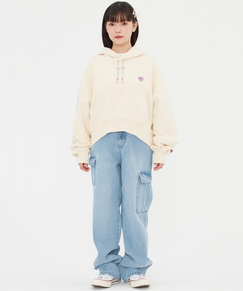 TARGETTO(ターゲット)の「【TARGETTO】BEADS CROP HOODIE / ターゲット ビーズ クロップド フーディー(パーカー・レディース・ブラック/オートミール・FREE)」の15枚目の写真