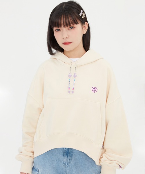 TARGETTO(ターゲット)の「【TARGETTO】BEADS CROP HOODIE / ターゲット ビーズ クロップド フーディー(パーカー・レディース・ブラック/オートミール・FREE)」の12枚目の写真