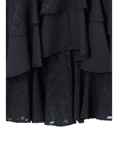 アメリ　ヴィンテージ　フリル　ドット　レース　ティアード　スカート　ブラック Ameri（アメリ）の「FRILLY LACE TIERED SKIRT（スカート）」 - WEAR