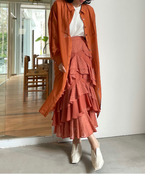 光沢が綺麗(๑˃̵ᴗ˂̵)‼️❤️AMERI❤️STRAGGLY TIERED SKIRT 光沢が綺麗(๑˃̵ᴗ˂̵)‼️❤️AMERI❤️STRAGGLY TIERED SKIRT