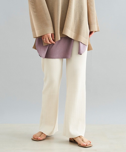 DouDou（ドゥドゥ）の「ランダムリブパンツ（その他パンツ・レディース・チャコールグレー/オフホワイト/ピンク・FREE）」の2枚目の写真