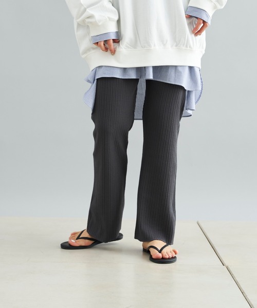 DouDou（ドゥドゥ）の「ランダムリブパンツ（その他パンツ・レディース・チャコールグレー/オフホワイト/ピンク・FREE）」の15枚目の写真