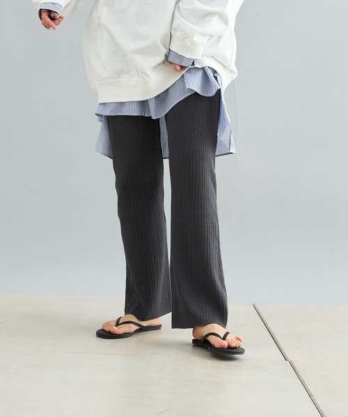 DouDou（ドゥドゥ）の「ランダムリブパンツ（その他パンツ・レディース・チャコールグレー/オフホワイト/ピンク・FREE）」の12枚目の写真