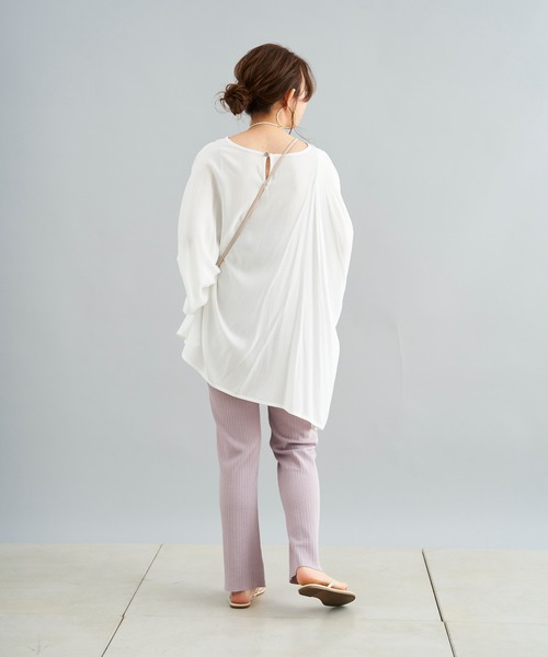 DouDou（ドゥドゥ）の「ランダムリブパンツ（その他パンツ・レディース・チャコールグレー/オフホワイト/ピンク・FREE）」の9枚目の写真