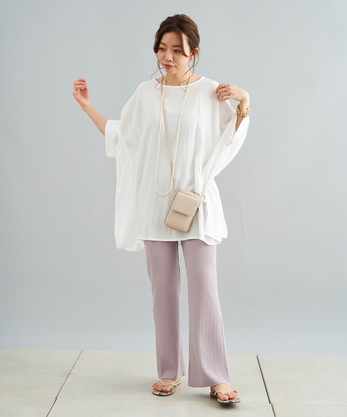 DouDou（ドゥドゥ）の「ランダムリブパンツ（その他パンツ・レディース・チャコールグレー/オフホワイト/ピンク・FREE）」の5枚目の写真