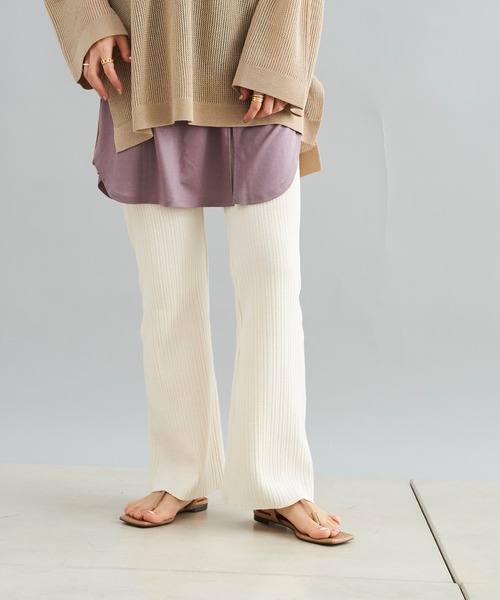 DouDou（ドゥドゥ）の「ランダムリブパンツ（その他パンツ・レディース・チャコールグレー/オフホワイト/ピンク・FREE）」の6枚目の写真