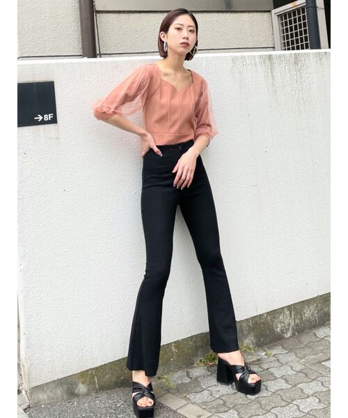 EMODA(エモダ)の「ドッキングスリーブショートトップ(シャツ/ブラウス・レディース・アイボリー/ブラック/オレンジ/ブルー・FREE)」の16枚目の写真