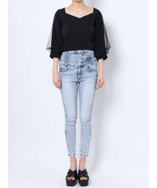 EMODA(エモダ)の「ドッキングスリーブショートトップ(シャツ/ブラウス・レディース・アイボリー/ブラック/オレンジ/ブルー・FREE)」の17枚目の写真