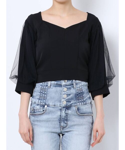 EMODA(エモダ)の「ドッキングスリーブショートトップ(シャツ/ブラウス・レディース・アイボリー/ブラック/オレンジ/ブルー・FREE)」の18枚目の写真