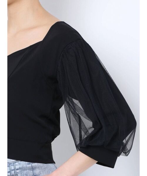 EMODA(エモダ)の「ドッキングスリーブショートトップ(シャツ/ブラウス・レディース・アイボリー/ブラック/オレンジ/ブルー・FREE)」の22枚目の写真