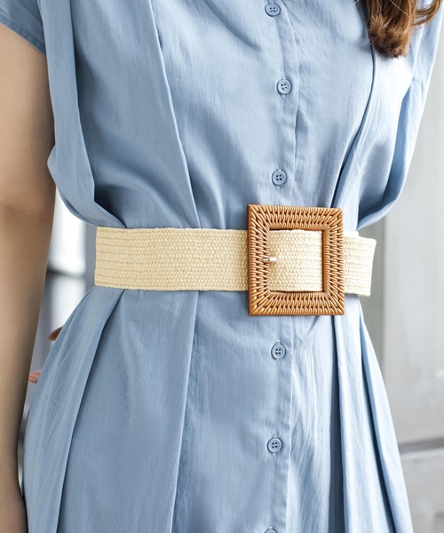 Julia Boutique（ジュリアブティック）の「ラタンバックルベルト/21141（ベルト・レディース・ブラック/ベージュ/アイボリー/その他/ライトベージュ・ONE）」の2枚目の写真