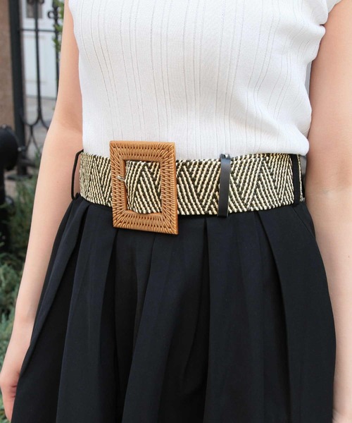 Julia Boutique（ジュリアブティック）の「ラタンバックルベルト/21141（ベルト・レディース・ブラック/ベージュ/アイボリー/その他/ライトベージュ・ONE）」の5枚目の写真