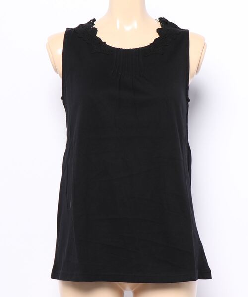 Samansa Mos2(サマンサ モスモス)の「後ろパーツレース付ノースリーブ(Tシャツ/カットソー・レディース・ブラック/ベージュ/オフホワイト・フリ-)」の2枚目の写真
