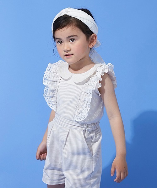 petit main(プティマイン)の「衿レースリブTシャツ(Tシャツ/カットソー・キッズ・チャコール/キナリ/カーキ・100cm/130cm/90cm/110cm/120cm/80cm)」の16枚目の写真