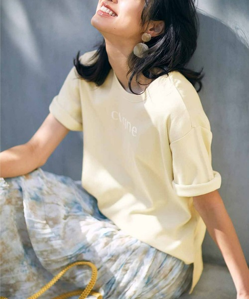 IEDIT（イディット）の「ＩＥＤＩＴ　カリフォルニアコットンの接触冷感ミニロゴＴシャツ（Tシャツ/カットソー・レディース・ブラック/オフホワイト/アイボリー・LARGE/X-LARGE/MEDIUM/XXX-LARGE/SMALL/XX-LARGE）」の2枚目の写真