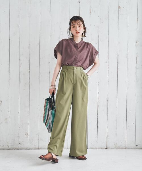 coen(コーエン)の「接触冷感機能付きドビータックパンツ(その他パンツ・レディース・オリーブ/ブラック/テラコッタ・SMALL/LARGE/MEDIUM)」の5枚目の写真