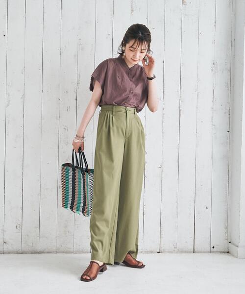 coen(コーエン)の「接触冷感機能付きドビータックパンツ(その他パンツ・レディース・オリーブ/ブラック/テラコッタ・SMALL/LARGE/MEDIUM)」の6枚目の写真