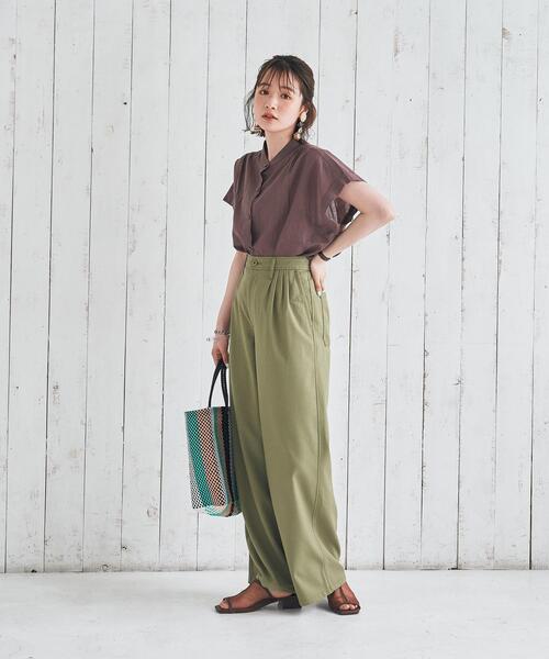 coen(コーエン)の「接触冷感機能付きドビータックパンツ(その他パンツ・レディース・オリーブ/ブラック/テラコッタ・SMALL/LARGE/MEDIUM)」の7枚目の写真