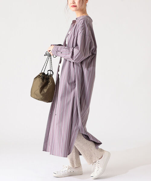 B:MING by BEAMS（ビーミングバイビームス）の「B:MING by BEAMS / 2WAY シャツワンピース 21AW（シャツワンピース・レディース・ブルー系その他/パープル系その他・SMALL/MEDIUM）」の2枚目の写真