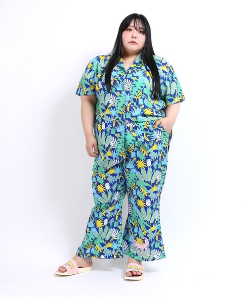 PUNYUS（プニュズ）の「サファリ柄開襟シャツ（シャツ/ブラウス・レディース・ピンク/グリーン・1/2/4/3）」の5枚目の写真