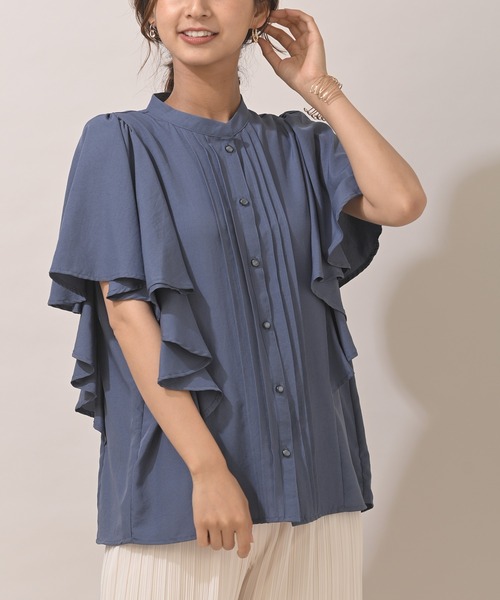 rps（アールピーエス）の「スパンブロードフリル袖ブラウス（シャツ/ブラウス・レディース・ブラック/オフホワイト/ブルー/マスタード・M）」の3枚目の写真