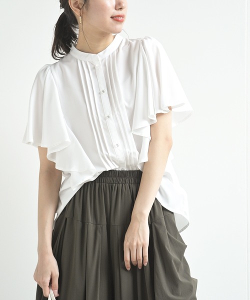 rps（アールピーエス）の「スパンブロードフリル袖ブラウス（シャツ/ブラウス・レディース・ブラック/オフホワイト/ブルー/マスタード・M）」の9枚目の写真