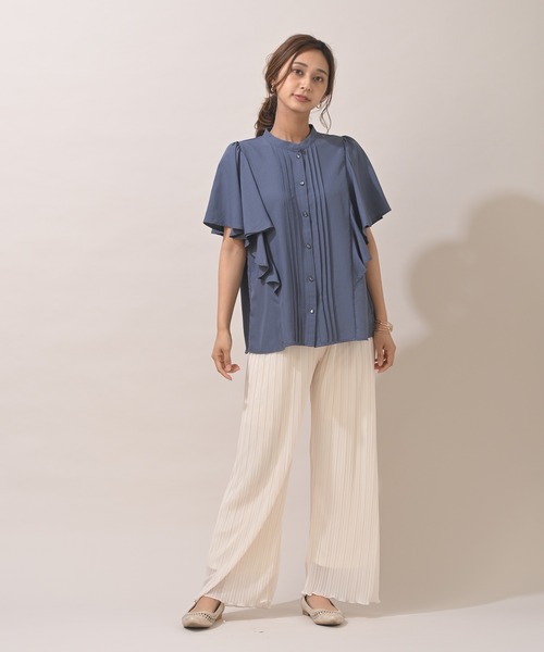 rps（アールピーエス）の「スパンブロードフリル袖ブラウス（シャツ/ブラウス・レディース・ブラック/オフホワイト/ブルー/マスタード・M）」の21枚目の写真