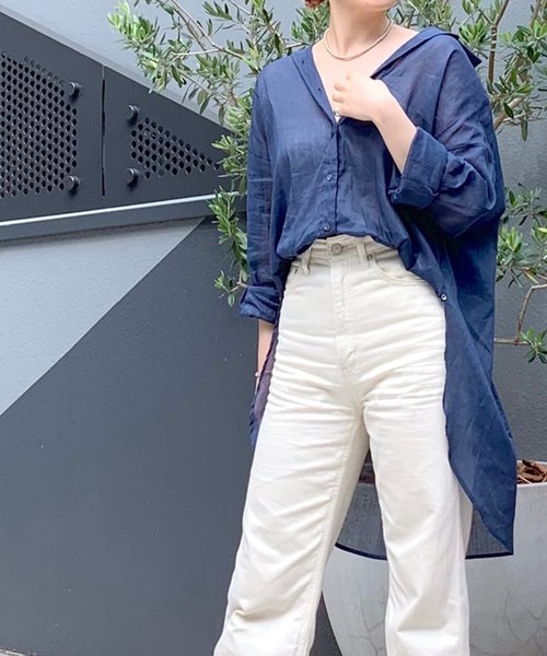 RIVE DROITE（リヴドロワ）の「綿麻シャツ（シャツ/ブラウス・レディース・モスグリーン/ブルー・FREE）」の2枚目の写真