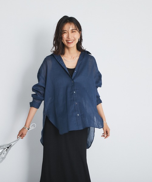 RIVE DROITE（リヴドロワ）の「綿麻シャツ（シャツ/ブラウス・レディース・モスグリーン/ブルー・FREE）」の7枚目の写真